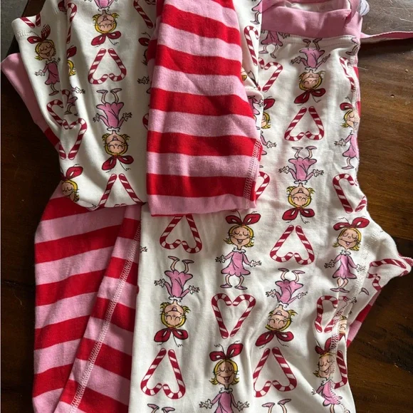 Hanna Andersson Red and Pink Grinch Cindy Lou Striped Pajamas - Picture 1 of 1
